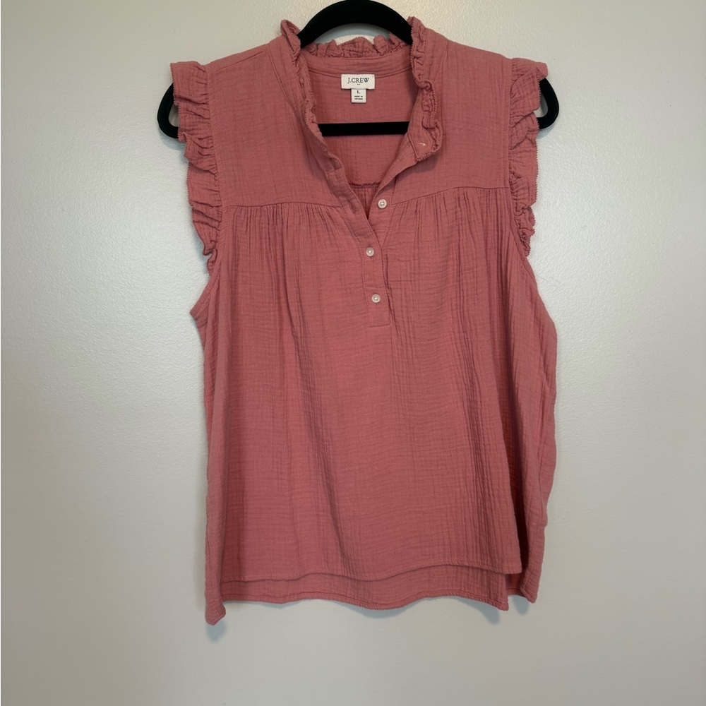 J. Crew Dusty Rose Ruffle Sleeve Blouse